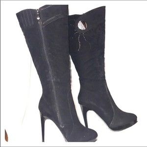 Ashley by 26 International Black boots sunshine velour crystal bling burst